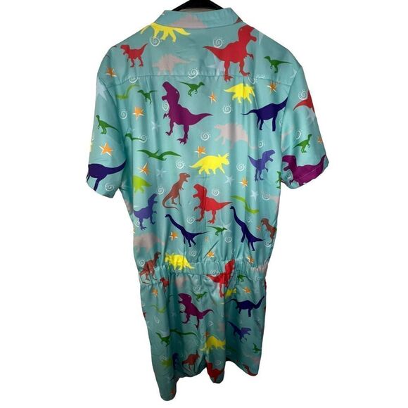 Funny Guy Creations Rainbow Dinosaur Patterned Zip Up One Piece Romper - Picture 5 of 5